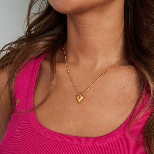 gouden-stainless-steel-ketting-hart