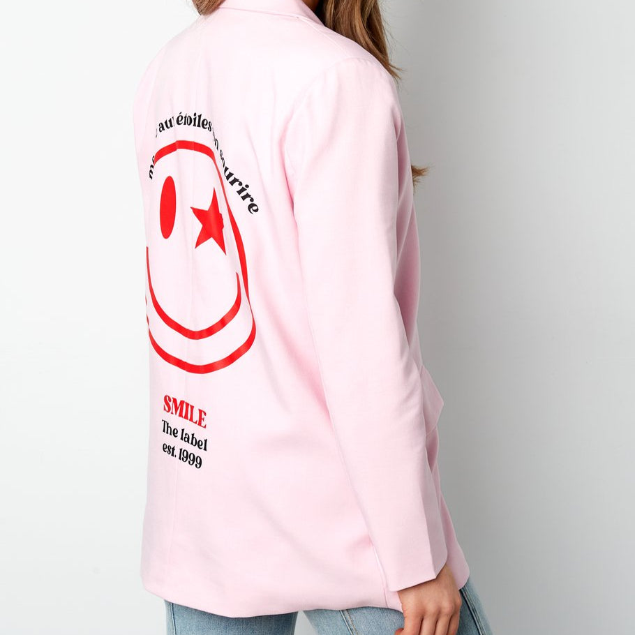 Blazer oversized roze/grijs - Smiley