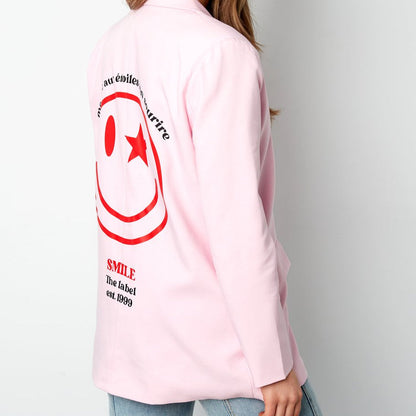 Blazer oversized roze/grijs - Smiley