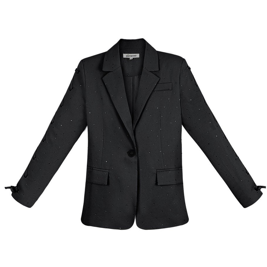 blazer-met-steentjes-en-veters-zwart