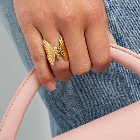 gouden-stainless-steel-ring-vlinder