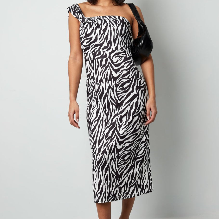 lange-jurk-zebra-zwart